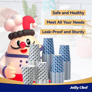 12oz /16oz Blue Leaf Design Leak - Resistant Coffee Cups - Office & Party Use - Jolly Chef - JOLLYCHEF