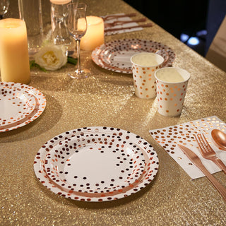 White, Rose Gold Disposable Dinnerware Set - Holiday Parties & Birthdays - JOLLY PARTY - JOLLYCHEF