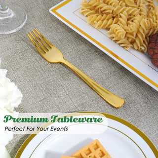 Gold Elegant Plastic Knives, Forks & Spoons - Catering & Wedding - FOCUSLINE - JOLLYCHEF
