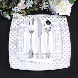 3 - Ply White and Sliver Pattern Paper Napkins - Weddings & Parties - Vplus - JOLLYCHEF