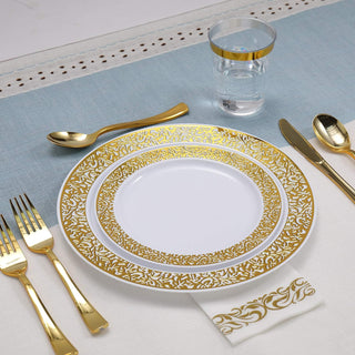 Gold Lace Rim Round Plastic Dinnerware Set with Napkin- Party & Events - Focusline