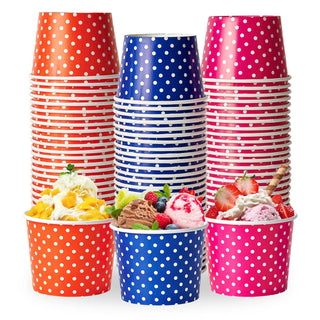 8oz/ 12oz/ 16oz  Pink & Blue & Orange Circular Versatile Ice Cream Cups - Party & Event Use - LITOPAK - JOLLYCHEF