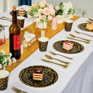 Black and Rose Gold Elegant & BPA - Free Dinnerware Sets - Halloween & Birthday Party - JOLLY PARTY - JOLLYCHEF