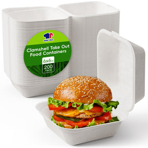 6 * 6" 200-Pack Take Out Food Containers for Salad,Lunch