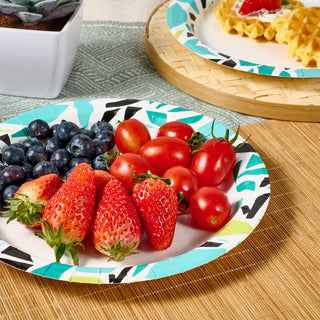 8.375in Blue with Irregular Patterns Round Paper Plates - Parties & Picnics - FOCUSLINE - JOLLYCHEF