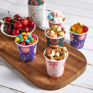 3oz Purple & Green Floral Pattern Paper Dessert Cups - Cupcake & Party - TV TOPVALUE - JOLLYCHEF