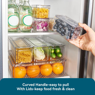 10 Pack Clear Rectangular Stackable Fridge Organizer - Storing Vegetables & Kitchen Ingredients - Luckore - JOLLYCHEF