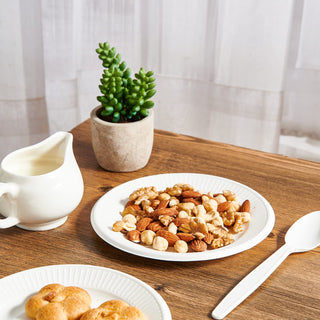 6in / 7in /8in White Round Embossed Compostable Plates - Sandwiches & Pizza - Vplus - JOLLYCHEF