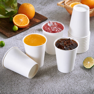 8oz/ 12oz/ 16oz White Paper Coffee Cups With Black Lids - Cold/Hot Drinking & Office - Vplus - JOLLYCHEF