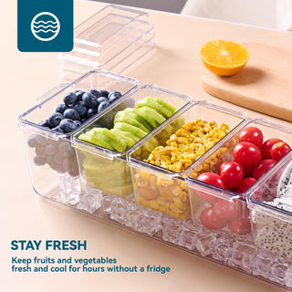 Clear Stackable Condiment Tray with 5 Removable Containers – for Family Gatherings, Camping, and BBQs – Luckore - JOLLYCHEF