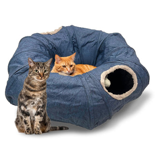 3-Way Durable Cationic Fabric Cat Tunnel - Indoor Play & Resting Spot - Miyoky