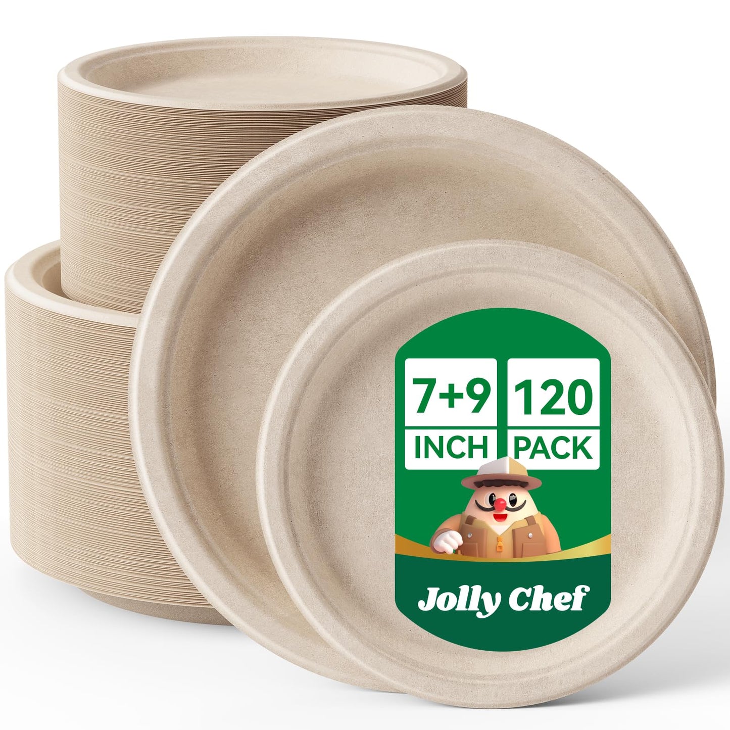 Compostable White&Natural Plates(240sets)