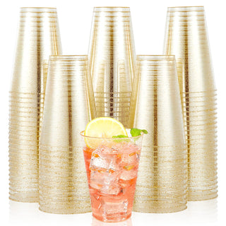 12oz/ 14oz Gold Glitter Plastic Beer Cups - Party & Wedding - Jolly Chef - JOLLYCHEF