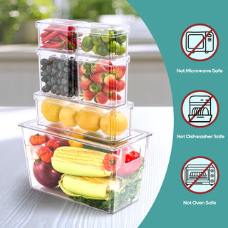 6 Pack / 8 Pack Clear Stackable Plastic Storage Containers - Kitchen & Fridge Organization - MUCHII - JOLLYCHEF