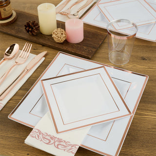 Rose Gold Rim Clear Fancy Disposable Dinnerware Sets - Halloween & Weddings - FOCUSLINE - JOLLYCHEF