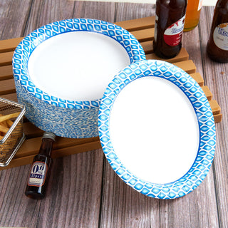 8.375in /10in Blue Camo Round Paper Plates - Daily Use & Parties - MUCHII - JOLLYCHEF