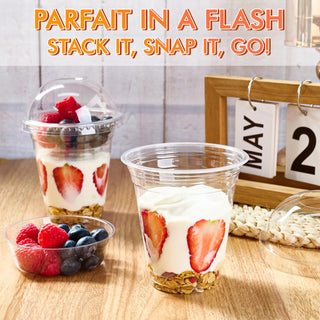 12 oz  Clear Elegant Parfait Cup with Insert & Dome lids - Party&Wedding - Lilymicky - JOLLYCHEF