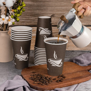 Multiple Sizes Coffee Patterns Brown Paper Coffee Cups - Party & Coffee - LITOPAK - JOLLYCHEF