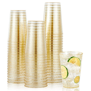 12oz/ 14oz Gold Glitter Plastic Beer Cups - Party & Wedding - Jolly Chef - JOLLYCHEF