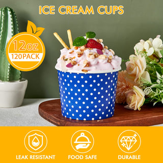 8oz/ 12oz/ 16oz  Pink & Blue & Orange Circular Versatile Ice Cream Cups - Party & Event Use - LITOPAK - JOLLYCHEF