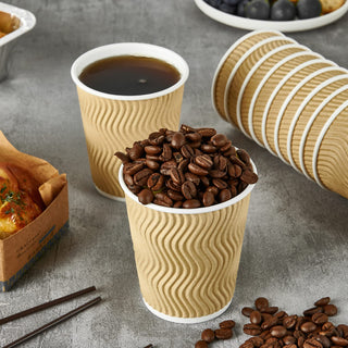 8oz/ 12oz/ 16oz Ripple Wall Durable Paper Coffee Cups - Hot Beverage & Office - DAILYPACK - JOLLYCHEF
