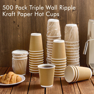 8oz/ 12oz/ 16oz Ripple Wall Durable Paper Coffee Cups - Hot Beverage & Office - DAILYPACK - JOLLYCHEF