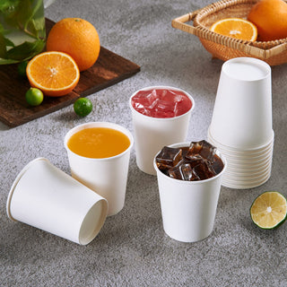 8oz/ 12oz/ 16oz White Paper Coffee Cups With Black Lids - Cold/Hot Drinking & Office - Vplus - JOLLYCHEF