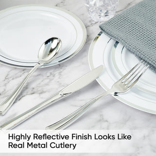 Silver Food - Grade Plastic Knives, Forks & Spoons - Catering & Parties - FOCUSLINE - JOLLYCHEF