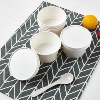 White Microwavable Paper Soup Containers with Lids - Hot Soup & Storing Food - LITOPAK - JOLLYCHEF