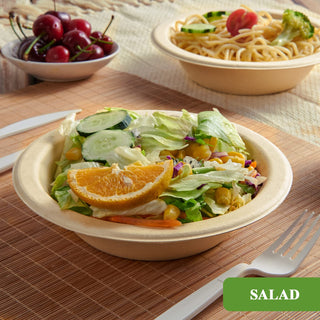 12oz/ 16oz Natural Wide - mouth Compostable Bowls - Milk & Chili Soups - Vplus - JOLLYCHEF