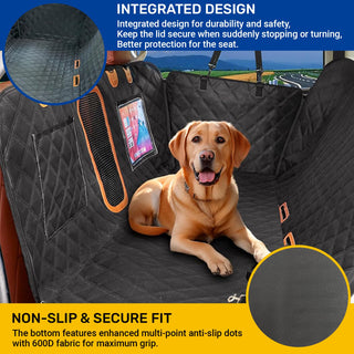 Black Waterproof & Non-Slip Dog Car Seat Cover - Travel & Adventure - Miyoky