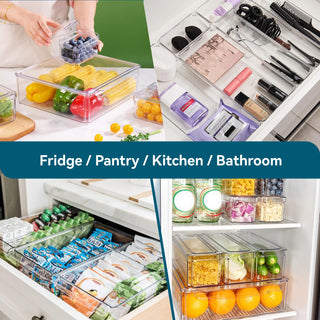 10 Pack Clear Rectangular Stackable Fridge Organizer - Storing Vegetables & Kitchen Ingredients - Luckore - JOLLYCHEF