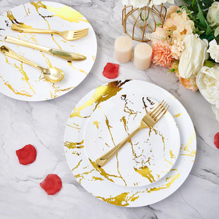 White and Gold Plastic Disposable Dinnerware Sets - Birthday & Wedding - Vplus - JOLLYCHEF