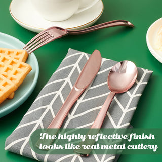 Rose Gold Plastic Knives, Forks & Spoons - Catering & Wedding - FOCUSLINE - JOLLYCHEF