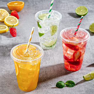 12oz/ 16oz Clear Plastic Cups with Flat Lids - Juice & Smoothies - FOCUSLINE - JOLLYCHEF