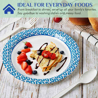 8.375in /10in Blue Camo Round Paper Plates - Daily Use & Parties - MUCHII - JOLLYCHEF