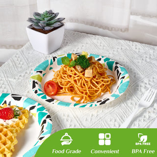 8.375in Blue with Irregular Patterns Round Paper Plates - Parties & Picnics - FOCUSLINE - JOLLYCHEF