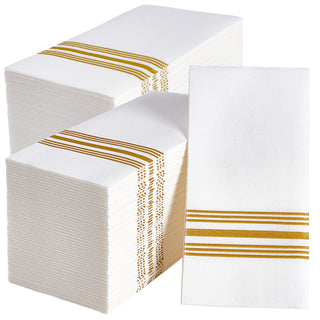 1 - Ply Silver Striped Pattern Disposable Hand Towels - Guestrooms & Restaurants – Vplus - JOLLYCHEF