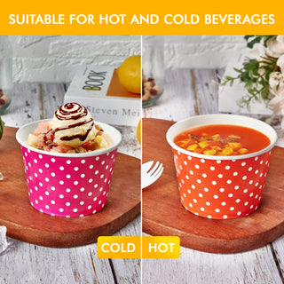 8oz/ 12oz/ 16oz  Pink & Blue & Orange Circular Versatile Ice Cream Cups - Party & Event Use - LITOPAK - JOLLYCHEF