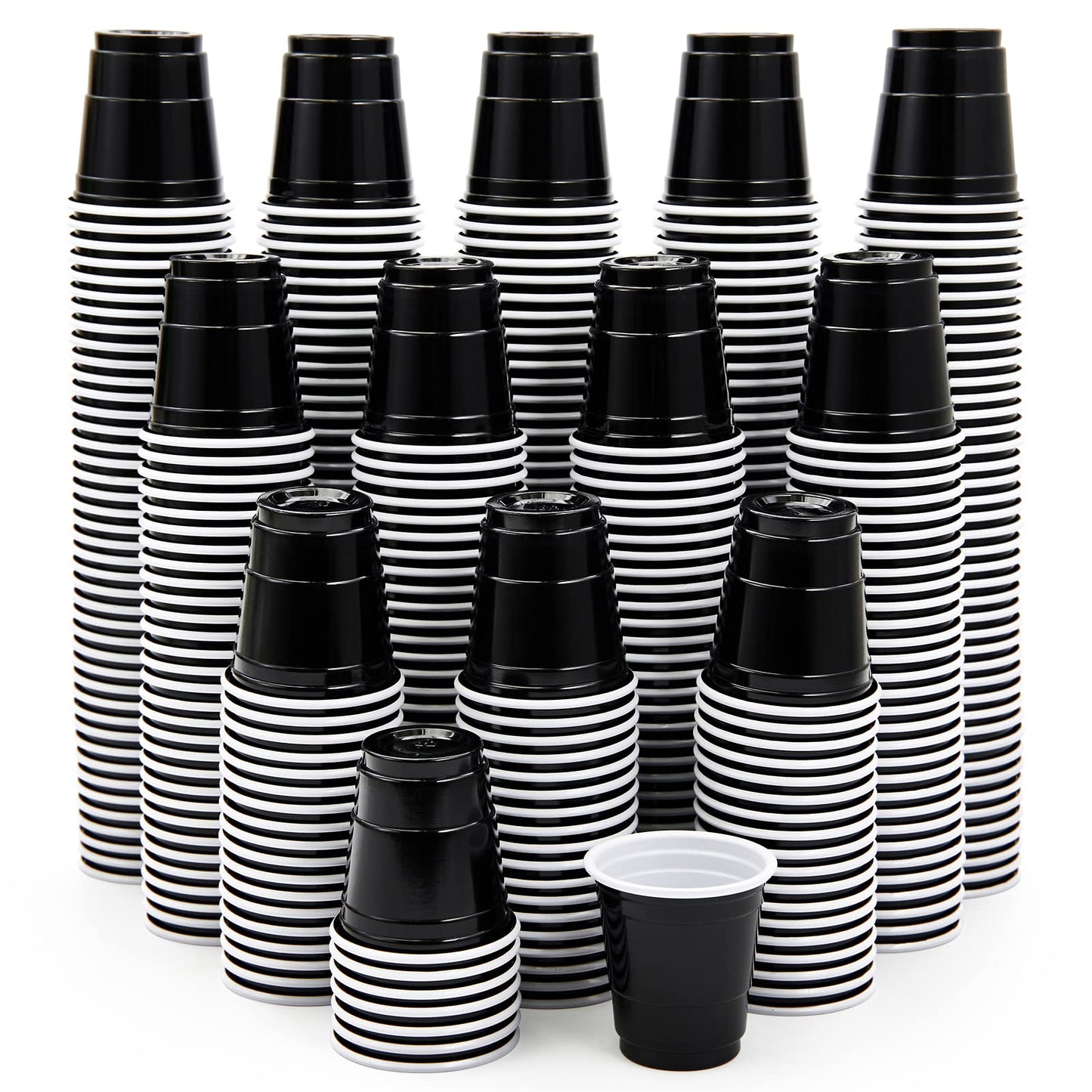 「Jolly Choice」2oz Black Plastic Shot Cups