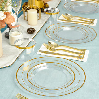 Clear Plastic Gold Rimmed Dinnerware Sets - Parties & Gathering - FOCUSLINE - JOLLYCHEF