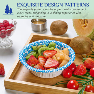 12oz/ 16oz/ 20oz Blue with Printed Camouflage Border Round Paper Bowls - Breakfast & Party - MUCHII - JOLLYCHEF