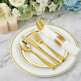 1 - Ply Gold Color Silver Pre Rolled Plastic Silverware - Dinner & Weddings - FOCUSLINE - JOLLYCHEF