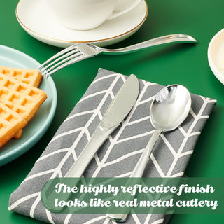 Silver Food - Grade Plastic Knives, Forks & Spoons - Catering & Parties - FOCUSLINE - JOLLYCHEF