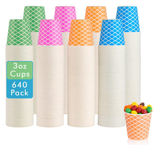 3oz Multicolor Wavy Stripes Patterns Paper Dessert Cups - Mini Snack Cup & Cupcake - LITOPAK - JOLLYCHEF