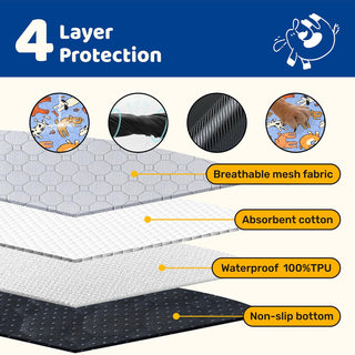Artist-Designed 4-Layer Protection Washable Dog Pee Pads - Potty Training & Senior Dog Care - Miyoky