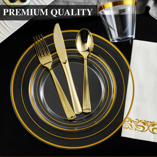 Clear Plastic Gold Rimmed Dinnerware Sets - Parties & Gathering - FOCUSLINE - JOLLYCHEF