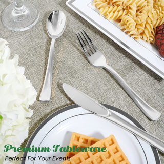 Silver Food - Grade Plastic Knives, Forks & Spoons - Catering & Parties - FOCUSLINE - JOLLYCHEF