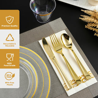 Clear Plastic Gold Rimmed Dinnerware Sets - Parties & Gathering - FOCUSLINE - JOLLYCHEF