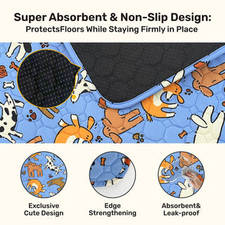 Artist-Designed 4-Layer Protection Washable Dog Pee Pads - Potty Training & Senior Dog Care - Miyoky
